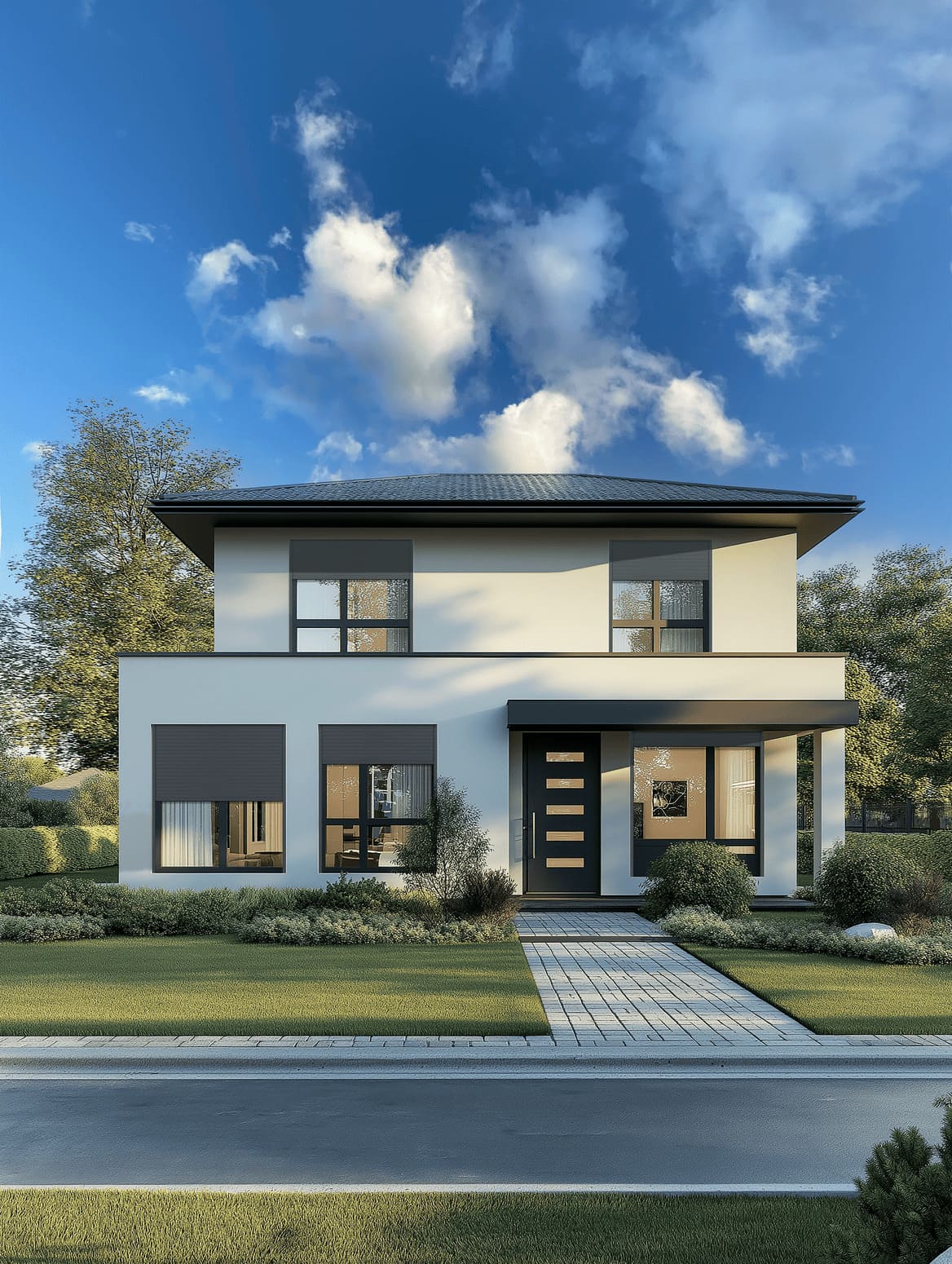 Visuel du volet roulant rénovation en ral 7016 sur maison moderne