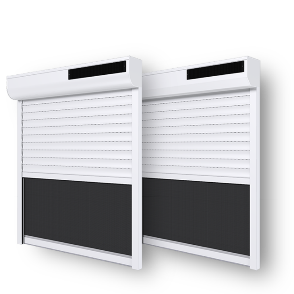 visuel technique des deux volets roulants rénovations moustiquaire solaire en pan coupé et en pan arrondi
